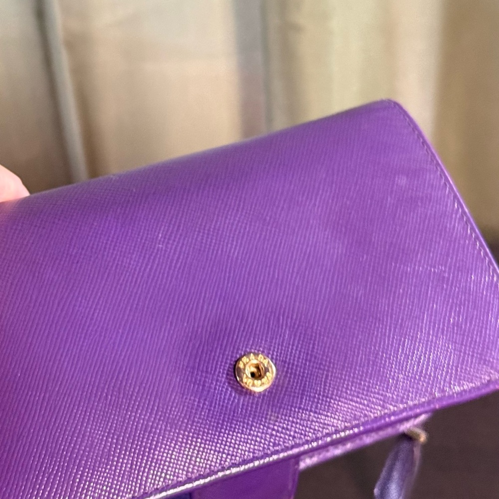 Prada Purple Saffiano Zip Wallet with Gold Logo - Picture 5 of 8